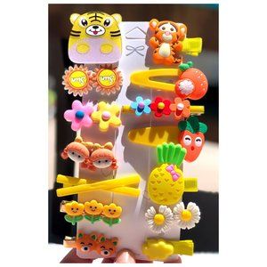 14pcs Girls Hair Clips Hairpins Barrettes Snap Kids Cute Accessories Yellow